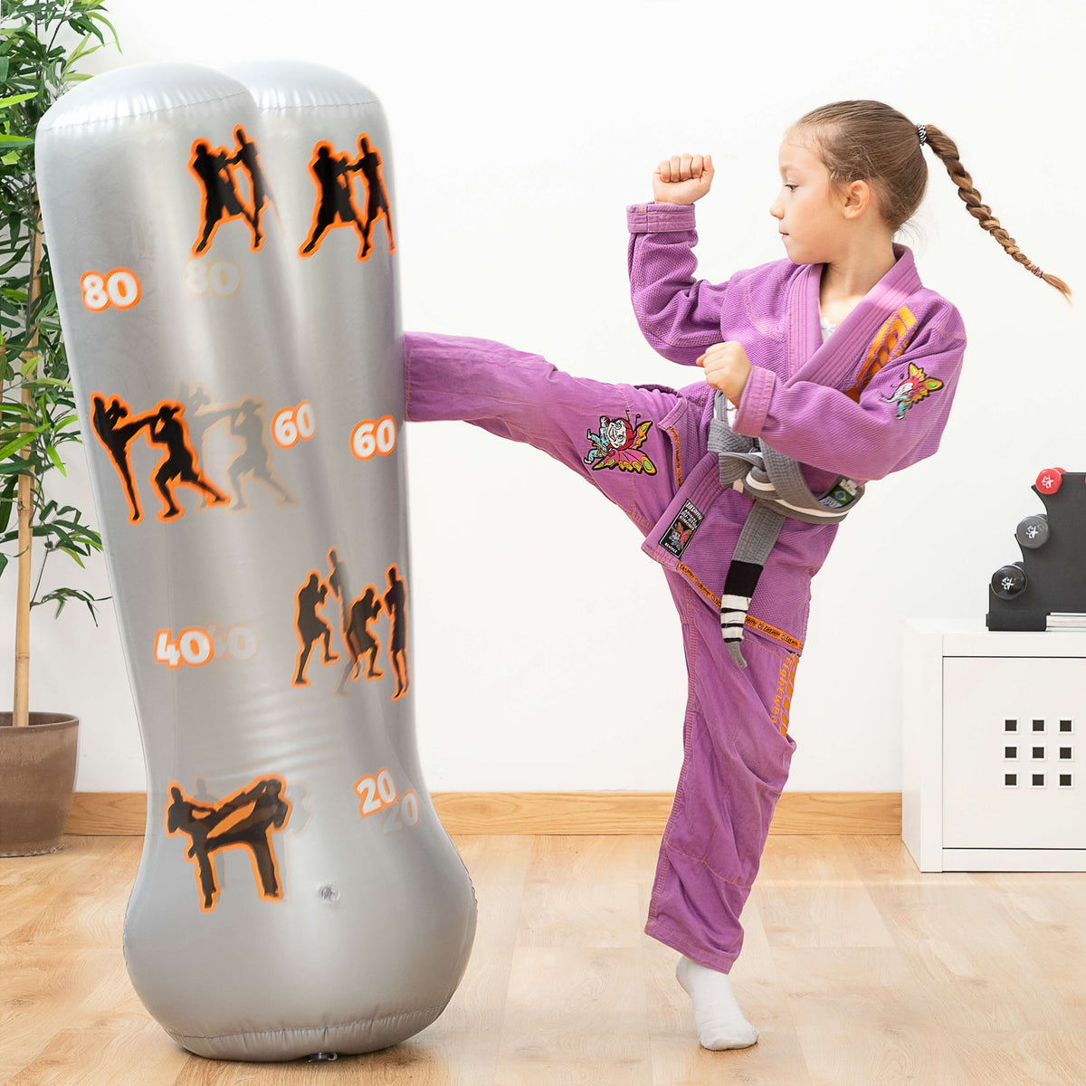 Juguete de Saco de Boxeo Infantil de 5 Piezas con Relleno Cuerda de Saltar  y Bolsa de Transporte Saco de Boxeo para Niños 28 x 28 x 70 cm - Costway